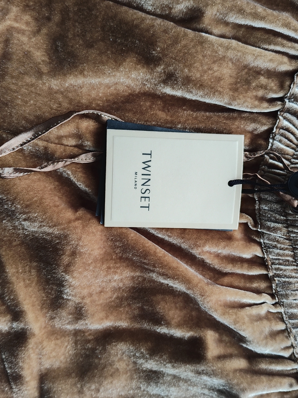 TwinSet Wide Leg Velvet Pants in Brown 40 EU